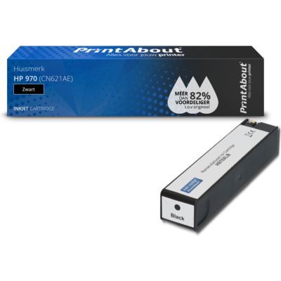 PrintAbout Huismerk 970 (CN621AE) Zwart | Compatibel met HP