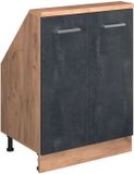 Vicco R-Line Keukenkast voor schuine wand – 60 cm met 2 deuren Zwart beton/goud eiken