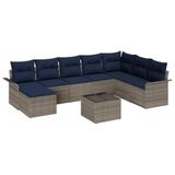 vidaXL Tuinbank - Set - 9 - st - Grijs - poly - rattan