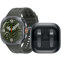 Samsung Galaxy Watch Ultra 2 5G Titanium Zilver/Groen 47mm + Samsung Galaxy Buds4 Pro Zwart