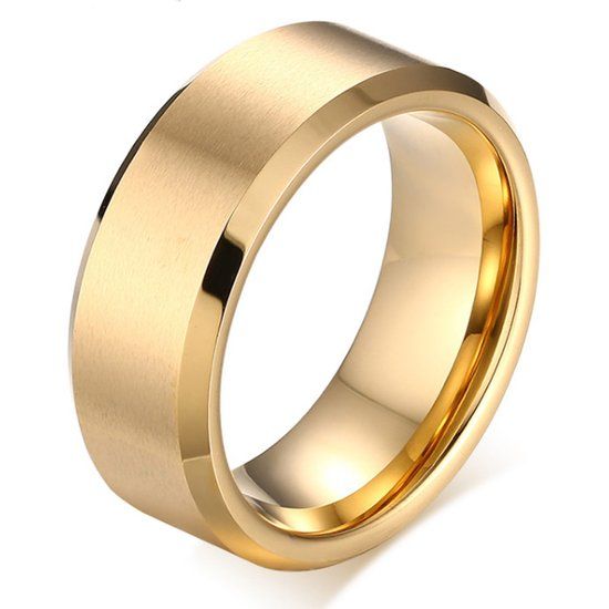 Mendes Wolfraam herenring 8mm Goudkleurig-21mm