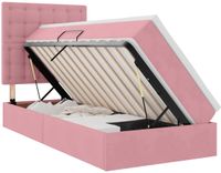 vidaXL - LED - opbergbed - met - matras - Roze - 90 - x - 200 - cm - Fluweel