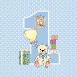 Maki Lunch servetten Eerste verjaardag met teddybeer Blauw - 33x33 cm