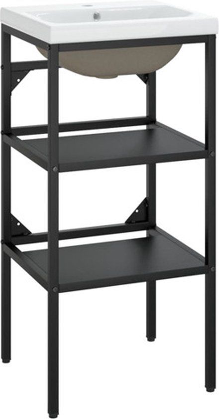 vidaXL Wastafelframe met Inbouwwastafel - IJzer - Zwart