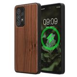kwmobile Echt Houten Beschermhoes voor Samsung Galaxy A53 5G – Hout & TPU Cover – donkerbruin hout