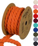 Halbach Seidenbänder Gerecycled katoenen koord, breedte: 10 mm/lengte 4 meter, duurzaam katoengaren voor macramé, natuurlijk koord om te knutselen, kleur: oranje