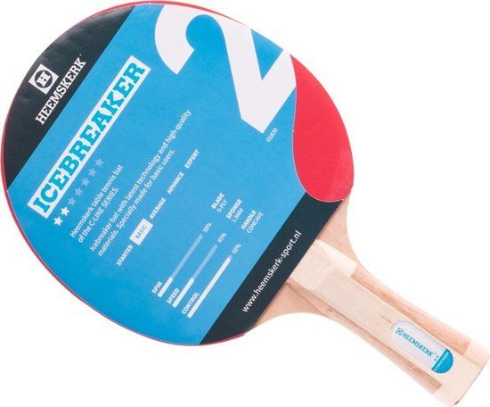 Heemskerk Icebreaker Tafeltennisbatje - 2 ster - Rood/Zwart