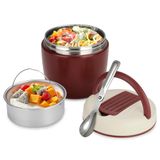 Romon Thermoskan voor levensmiddelen, 1200 ml, thermische lunchbox voor warme levensmiddelen, roestvrij staal, geïsoleerde blikjes met opvouwbare eetlepel voor soep en pasta