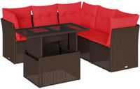 vidaXL 6-delige tuinbankset met kussens, bruin, polyrotan