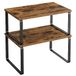 SONGMICS KCS020X01 Étagère à épices, set de 2, extensible, empilable, organisateur de placard | Étagère de rangement de cuisine, acier, panneau de particules, Tan et Noir, Collection BYSTRO KCS020X01