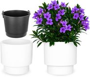 KADAX Bloempot met binnenpot, plastic sierpot vorstbestendig voor bloemen en planten, staand wit 47x44cm