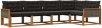 vidaXL Hoek loungeset 5 zitplaatsen Naturel en zwart Acacia hout