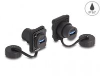 Delock USB-A D-type module met beschermkap | USB3.0 5 Gbps | IP67 | zwart