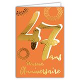 AFIE Verjaardagskaart voor de 47e verjaardag, goudkleurig, glanzend, gestructureerd, voor heren en dames, met envelop binnenin, met envelop
