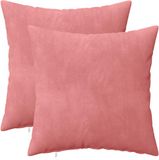 vidaXL - Kussensloop - 2 stuks - HEERLEN - Roze - 45 x 45 cm - Katoensatijn
