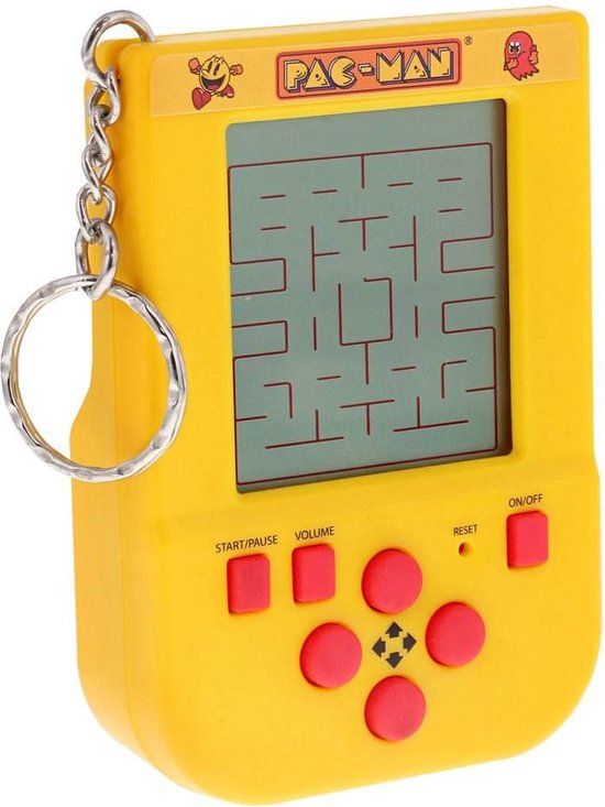 FIZZ Creations PAC-MAN Game Keyring - Retro Gaming Handheld - Yellow/Red/Orange