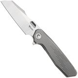Reate Mantis Satin Elmax, Patterned Bead Blasted Titanium, zakmes