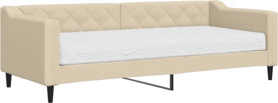 vidaXL Slaapbank met matras 80x200 cm stof crèmekleurig