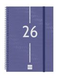 Finocam Spiraalkalender 2026, weekoverzicht, verticaal, januari - december (12 maanden), jaarplanner 2026, met elastiek, omslag van polypropyleen, spiraalbinding, blauw, Catalaans