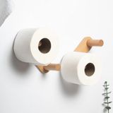 Ensemble de rangement pour rouleaux de papier toilette sans perçage, lot de 2 - Porte-rouleau de papier toilette salle de bain | Porte-rouleau de papier toilette de remplacement | Porte-rouleau de papier toilette mural | Porte-rouleau de papier toilette en bois | Porte-rouleau de papier toilette