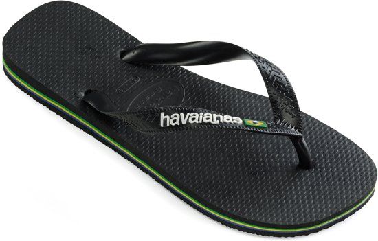 Havaianas Brasil Logo Slippers - Maat 27/28 - Unisex - zwart