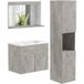 Meuble de salle de bain 4 éléments mural gris, avec miroir, meuble vasque et armoire de toilette