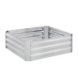 Relaxdays moestuinbak, verzinkt metaal, voor bloemen, planten & groente, HxBxD: 30x90x90 cm, kruidenbak, zilver