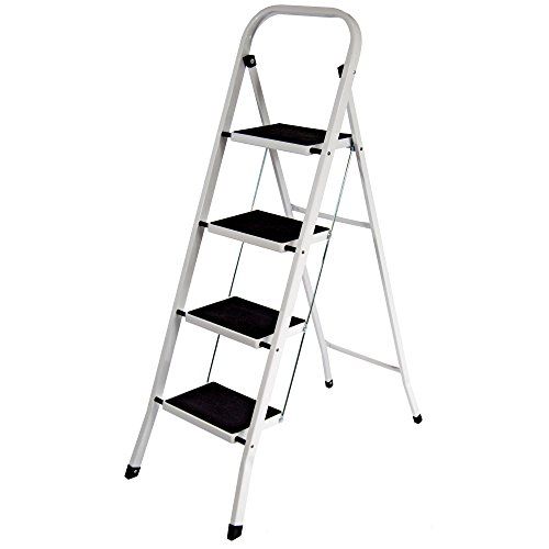 Home Vida 4-Step Steel Portable Folding Heavy Duty Ladder - Multicolor