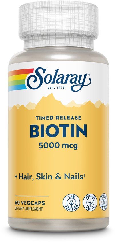 Solaray Biotine 5000 mcg Vertraagde Afgifte - 60 vegacaps