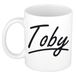 Bellatio Decorations Toby Naam koffiemok - beker - met sierlijke letters - wit