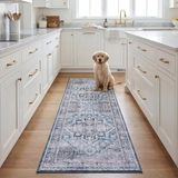 Safavieh Traditioneel tapijt, machinewasbaar, antislip, ideaal voor drukbezochte ruimtes, Tucson-collectie, laagpolig, beige en grijs, 120 x 120 cm