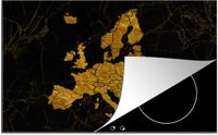 Merkloos KitchenYeah® Inductie beschermer 77x51 cm - Kaart Europa - Goud - Zwart