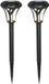 Gerimport Tuinlamp - 2x - solar - LED licht - kunststof - H38 cm - zwart - grondpin - prikspot