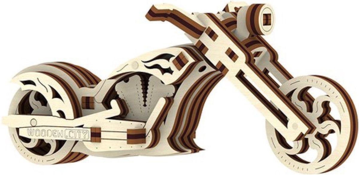 Wooden City 3D Puzzle Chopper - 10 cm - Hout - Bruin