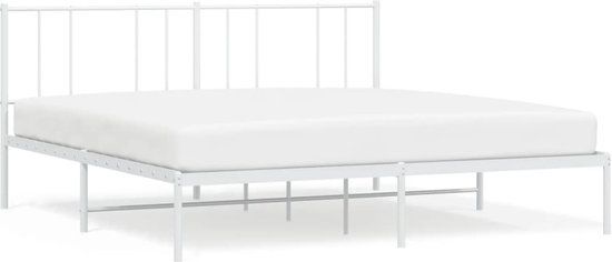 vidaXL Bedframe met hoofdbord metaal wit 193x203 cm
