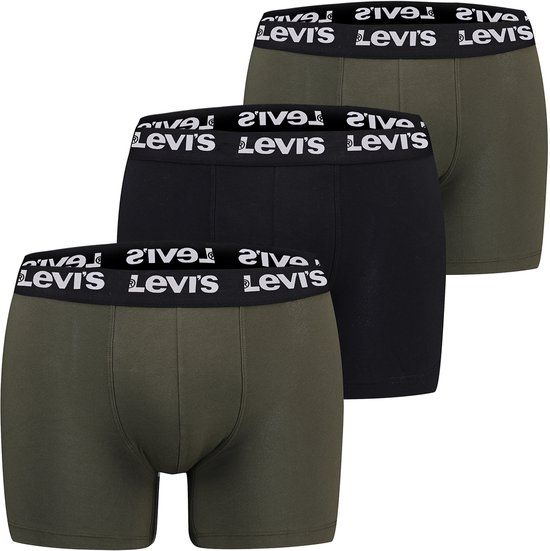 Levi's Boxershorts - Repeat Logo - 3-pack heren boxershorts - Khaki - Maat S