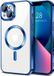Techsuit Luxury Crystal Back Cover hoesje met MagSafe voor Apple iPhone 13 - Transparant/Donkerblauw