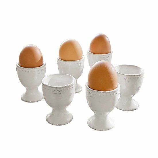LOBERON Eierdop set van 6 Fontienne wit
