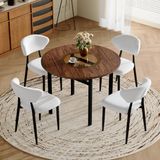 STILVORA Eettafelset 100 Cm - Ronde Tafel Met 4 Eetkamerstoelen - Wit