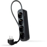 NANOCABLE 10.37.0004-NS-BK stekkerdoos met 4 uitgangen, 1,4 m, zwart