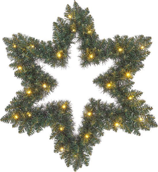 Black Box Trees Kerstkrans Ster Ø60 cm - Groen - Met LED Verlichting