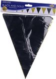 Merkloos / Sans marque Shoppartners Bv Glitter and glamour Vlaggenlijn - Zwart/Goud - 360 cm
