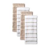 KitchenAid Albany Keukenhanddoeken, 4 stuks, beige (Milkshake Tan) en wit, 40,6 cm x 66 cm