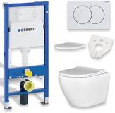 Badland Desna toiletset - wandtoilet met Duofix inbouwreservoir en bedieningsplaat wit
