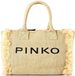 PINKO Sac cabas 38 cm - 14 L - paille-noir-or antique