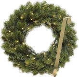 Merkloos Kerstkrans 40 cm - groen met led - met gouden hanger/ophanghaak - kerstversiering