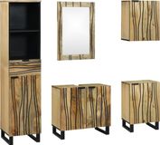 vidaXL Badkamermeubel Set 5 stuks Bewerkt hout Bruin 38 x 33 x 160 cm