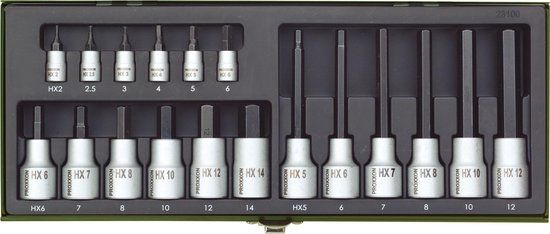 Proxxon Industrial 23 100 Dopsleutel-bitinzetset 1/4 (6.3 mm), 1/2 (12.5 mm) 18-delig