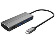 PremiumCord adapter USB 3.1 type C stekker op HDMI-bus + 3xUSB 3.0, aluminium
