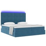 vidaXL - LED Storage Bed with Mattress - Dark Blue - 180 x 200 cm - Velvet